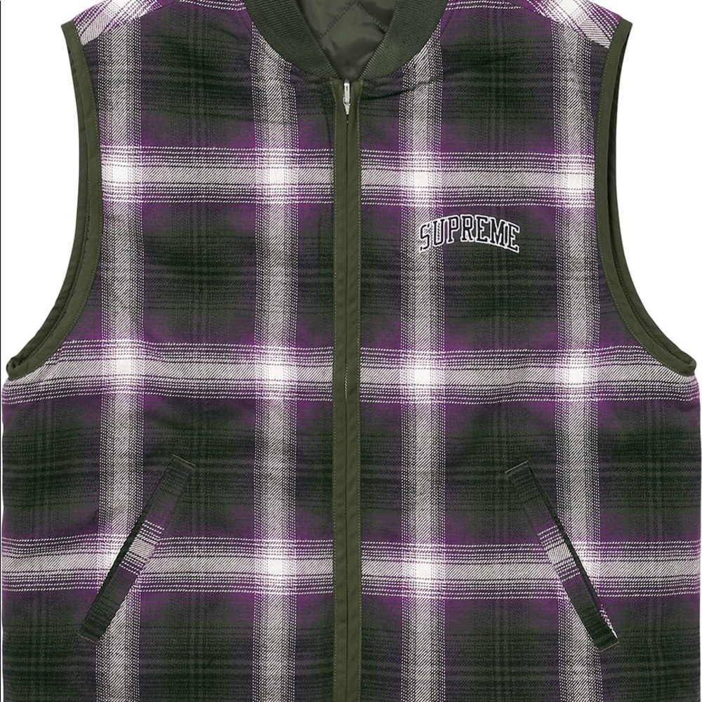 NEW! Supreme reversible shadow plaid vest - Picture 5 of 5